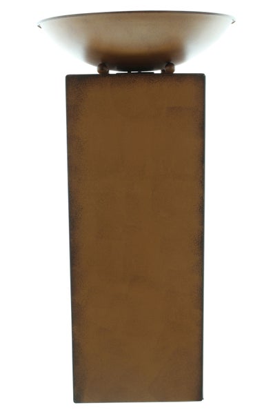 FRANK FLECHTWAREN | LED-Säule Blätter, 2tlg., METALL, 18 x 18 x 45 cm, Schale Ø 28 x 5 cm, GH 53 cm, ohne Batterien, für den Außenbereich geeignet