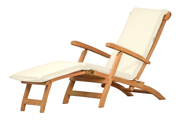 Deckchair Auflage Liegestuhl Polster altweiß creme beige waschbar premium