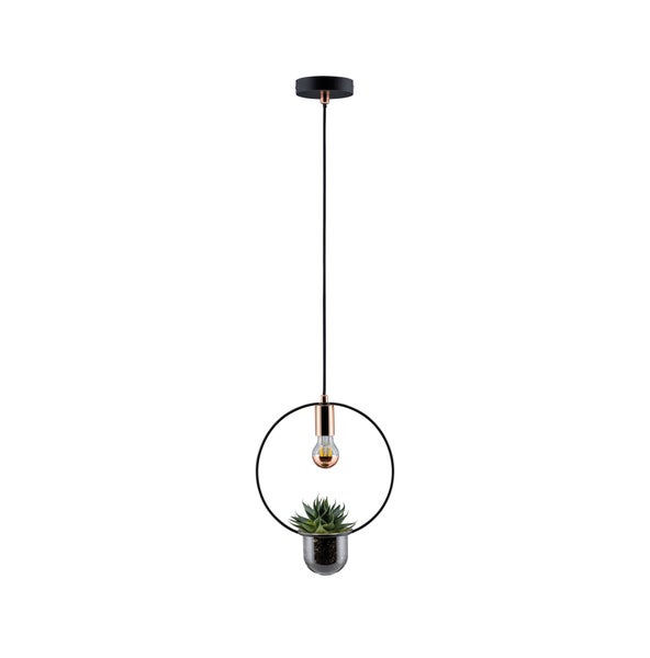 Neordic Pendelleuchte Tasja E27 max. 20W Schwarz, Kupfer dimmbar Metall