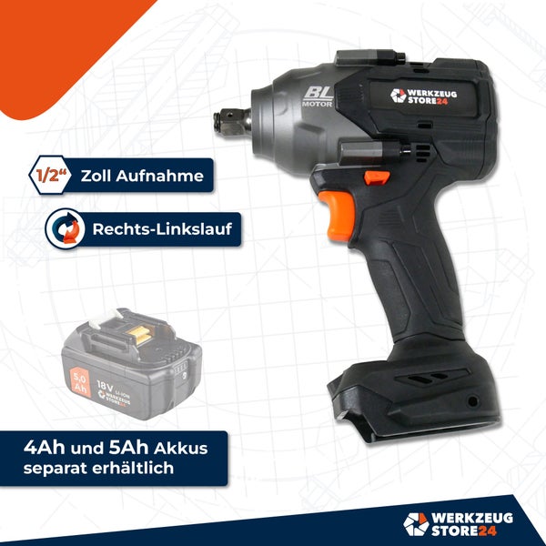 Akku-Schlagschrauber mit 1/2-Zoll-Aufnahme und Rechts-Linkslauf
