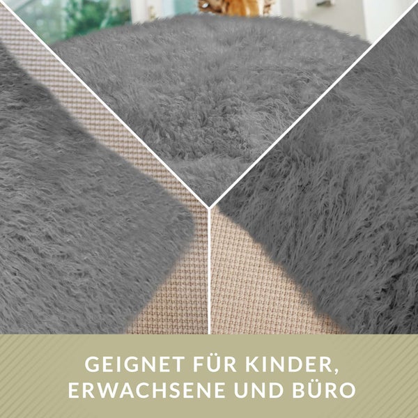 Green Bean XXL-Sitzsack Fellotpik mit Füllmaterial (EPS Perlen - 380 Liter) - Indoor Maße ca 180 x 140 cm - Bean Bag Sitzkissen Sitzpuff Sitzsessel Bodenkissen Lounge Grau
