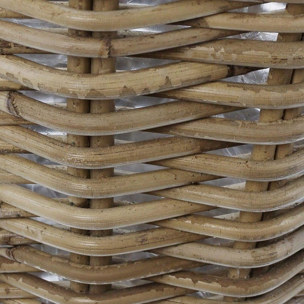 Dekoleidenschaft Pflanzkorb Rustikal Ø 35x25 cm groß, aus Rattan, rund, grau, Blumentopf, Pflanzkübel, Pflanztopf für Draußen, Blumenkübel