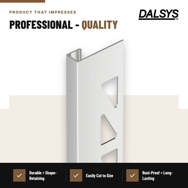 Dalsys Fliesenprofil aus Metall mit Lochstanzung fuer saubere Kantenabschluesse an Fliesenbelaegen inklusive Produkteigenschaften.