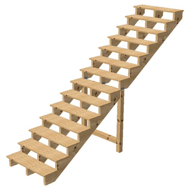 Außentreppe, Gartentreppe, Terrassentreppe  Holz Höhe 241cm 14 Stufen, Breite 160cm, OHNE Setzstufen