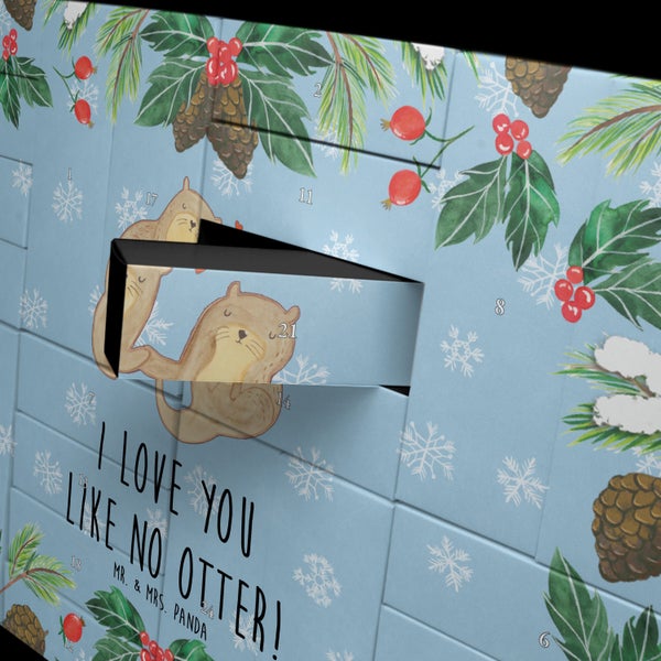 Mr. & Mrs. Panda Befüllbarer Adventskalender Otter Hände halten - Blau Pastell