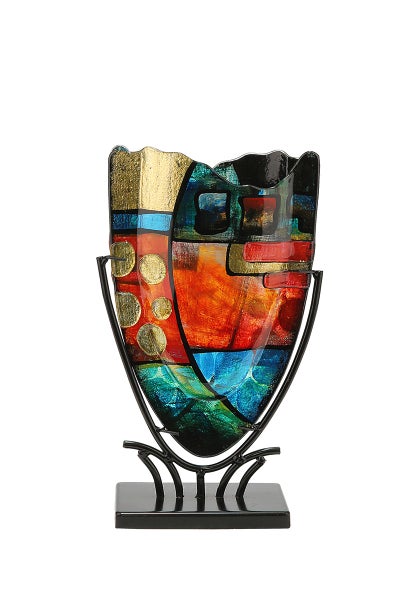 Vase GILDE Vasen Höhe 47,5cm Breite 10,5cm mehrfarbig Glas, Metall