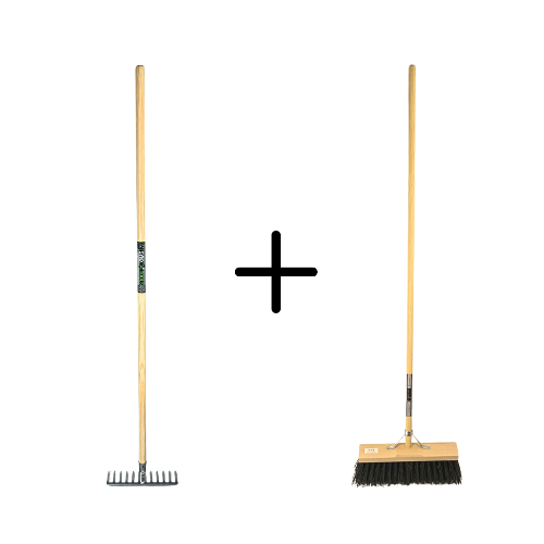 Laubbesen und Kehrbesen Set mit Holzstielen für die Gartenarbeit