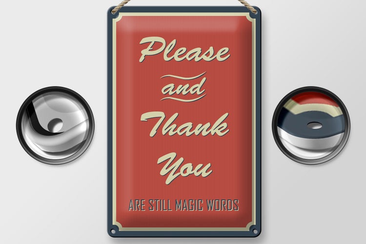 Blechschild Spruch 20x30cm Please and Thank you