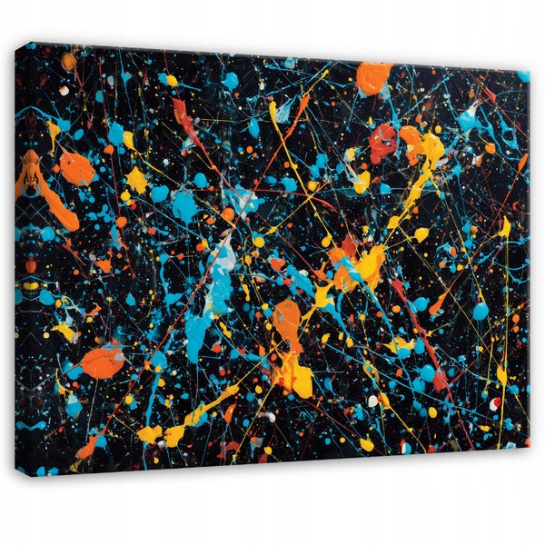 Gemälde mit abstraktem Farbspritzer-Design auf Leinwand