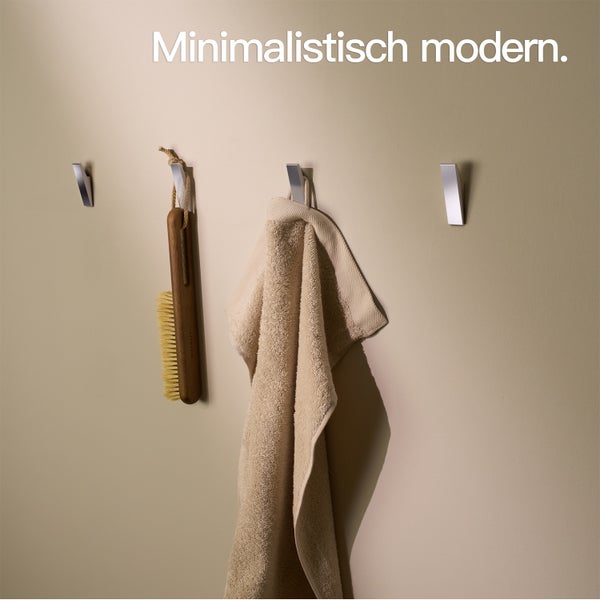 Designfabrik Hamburg Klebehaken ohne Bohren  |  4 Selbstklebende Haken | Wandhaken Chrom