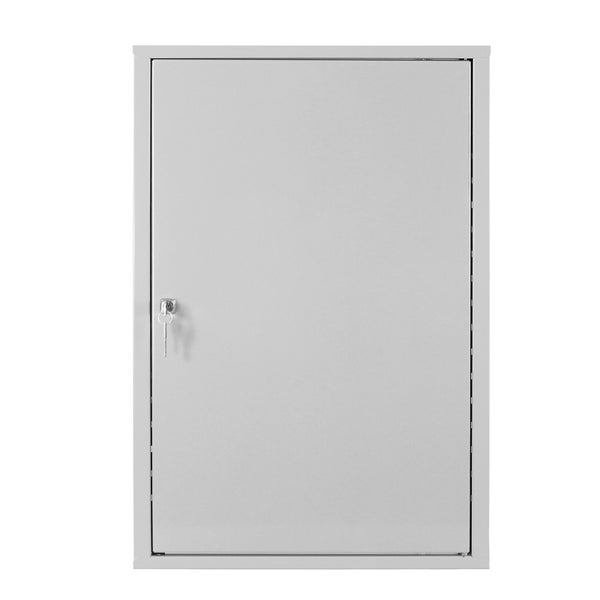 PROREGAL Werkzeugwandschrank mit Tür + 8 Haken | HxBxT 75x50x20cm | Lichtgrau