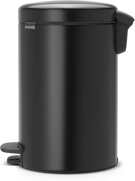 Brabantia Klassischer Tretmülleimer Mit Soft Verschluss 12 Liter HxBxT 41,1 x 25,1 x 33,8 cm Metall Metallik Schwarz