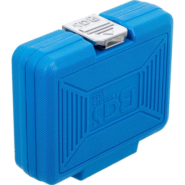 Blauer Werkzeugkoffer aus Kunststoff mit Metallschnalle