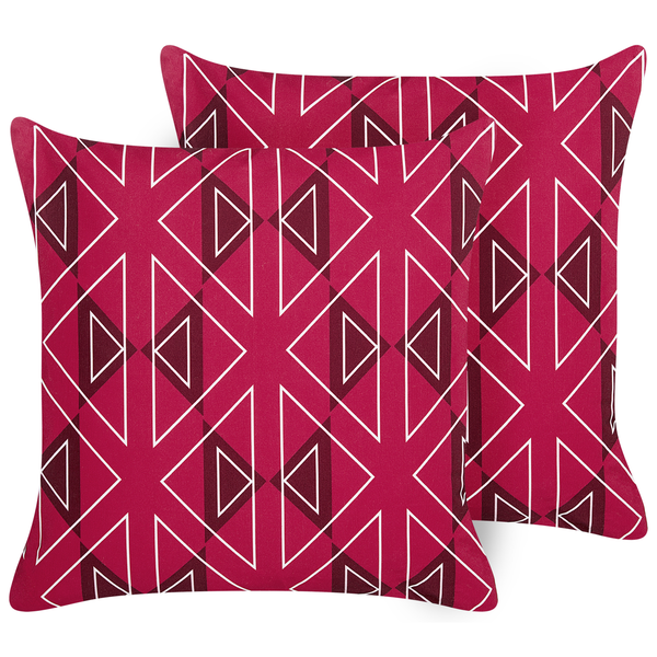 Gartenkissen 2er Set MEZZANO Geometrisches Muster 45 x 45 cm Rosa