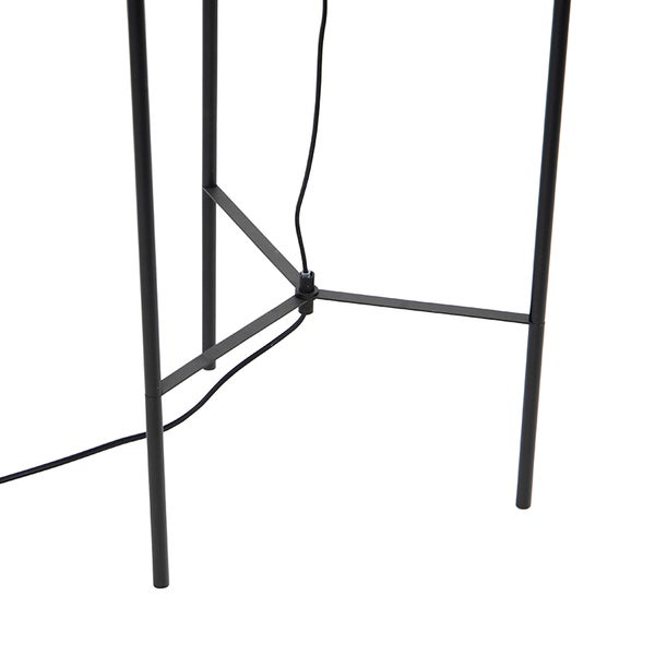 Detailaufnahme des Standfußes einer Stehlampe mit Stromkabel