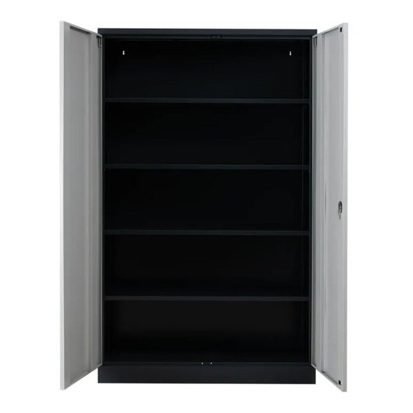PROREGAL Stahlschrank Bee 5 Fachböden HxBxT 195 x 92 x 50 cm Pulverbeschichtetes & Verstärktes Fachbodenmaterial Anthrazit & Grau