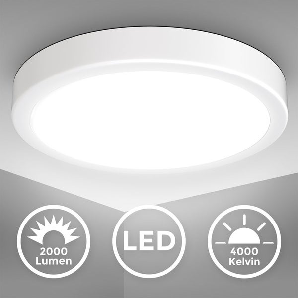 Deckenlampe Ø28 cm - 18W, 2000lm, LED, neutralweiß, weiß