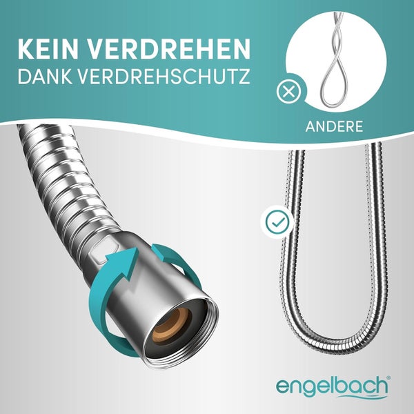 ENGELBACH Brauseschlauch  1,25m x ½” - Edelstahl - Doppelter Verdrehschutz