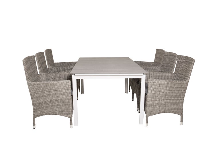 Levels Gartenset Tisch 100x160/240cm und 6 Stühle Malin grau. 100 X 160 X 75 cm