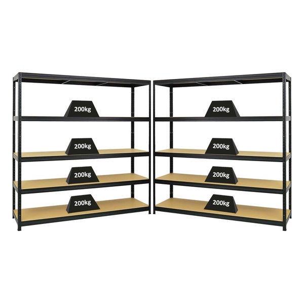 PROREGAL Mega Deal 2x Schwerlastregal Giant Elephant HxBxT 180 x 180 x 45 cm Fachlast 200 kg Schwarz