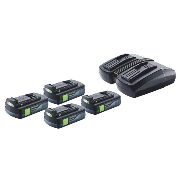 Festool Energie Set 4x BP 18 Li 3,0 C Akku 18 V 3,0 Ah / 3000 mAh Li-Ion ( 4x 577658 ) + TCL 6 DUO Doppel Ladegerät ( 577017 )