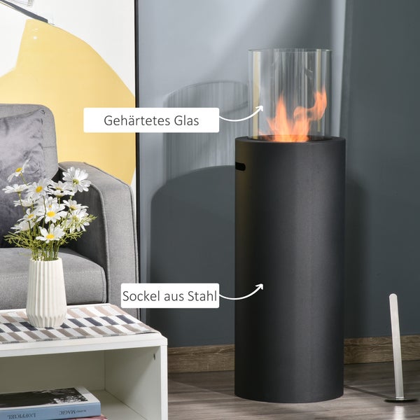 Windlichtsäule aus Metall mit Glaszylinder