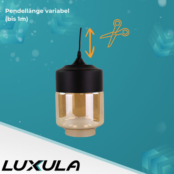 Pendelleuchte mit variabler Pendellänge und Luxula Logo