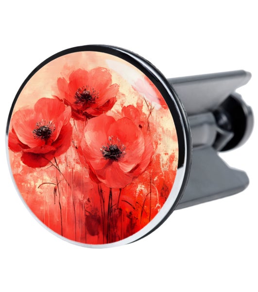 Waschbeckenstöpsel mit Mohnblumenmotiv