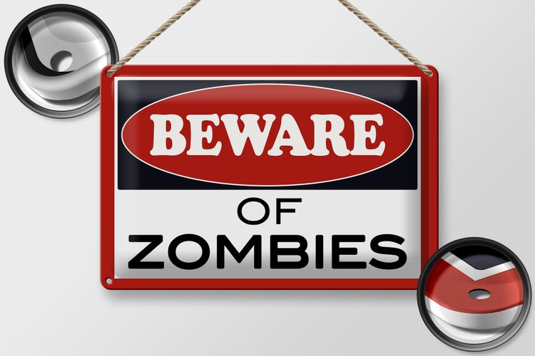 Blechschild Hinweis 30x20cm beware of Zombies