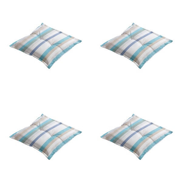 Sitzkissen Righe azurblau - Ca. 50x50 cm - 4er-Set