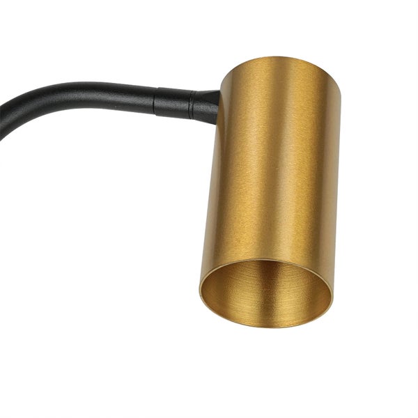 Goldfarbene Zylinderförmige Lampe mit schwarzem Arm