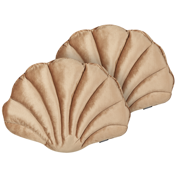Dekokissen 2er Set CONSOLIDA Samtstoff 47 x 35 cm Sandbeige Ohne Muster