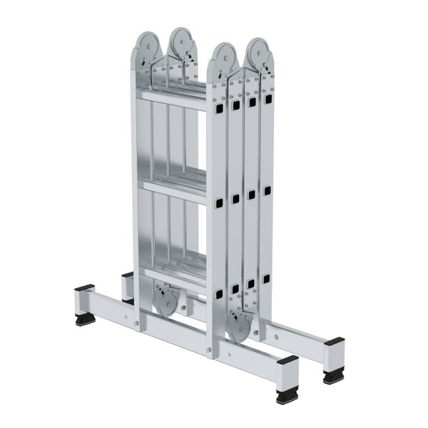 PROREGAL Vielzweckleiter 4-Teilig mit Traverse 4 x 3 Sprossen