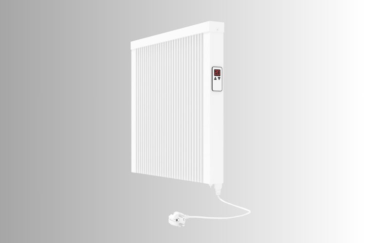 Elektrischer Flachheizkörper mit digitalem Thermostat und Netzkabel