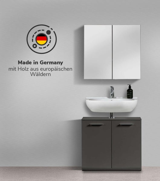 mokebo Bad Spiegelschrank 'Die Badenixe', Bad-Hängeschrank mit Spiegel in Anthrazit in 71x70x23 (HxBxT in cm)