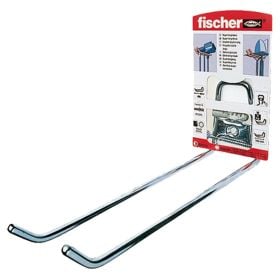 Fischer Gerätehalter mit Doppelbügel aus Metall zur Wandmontage für Werkzeuge und Gartengeräte