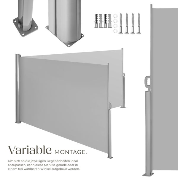 Doppel-Seitenmarkise tectake  160 x 600 cm aus Aluminium grau