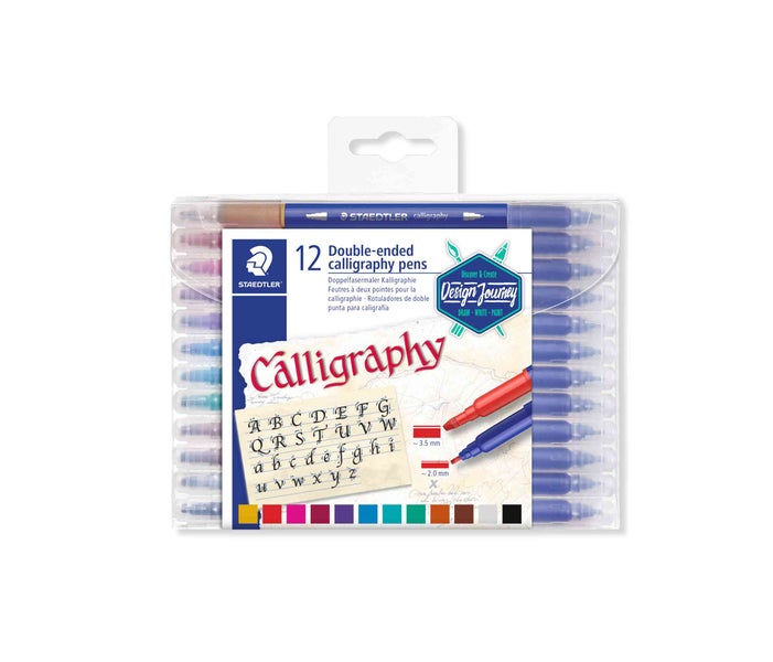 STAEDTLER Schreib- und Zeichbedarf 3005 Doppelfasermaler Kalligraphie, 12er Set Kalligrafie Fasermaler, 12 Stück