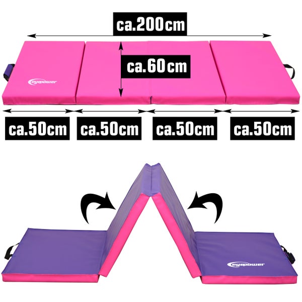 200x60 Klappbare Gymnastikmatte - 5 cm Faltbare Turnmatte Pink Aubergine