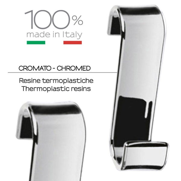 Verchromter Haken aus thermoplastischem Kunststoff, hergestellt in Italien.