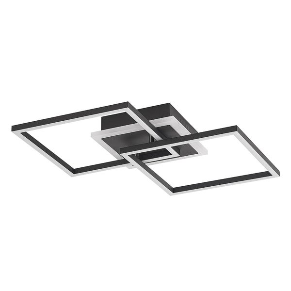 Lindby LED Deckenleuchte Fjardo dimmbar mit Leselampe (Modern) in Schwarz aus Aluminium (1 flammig, ) - Lampe Deckenlampe Wohnzimmerleuchte