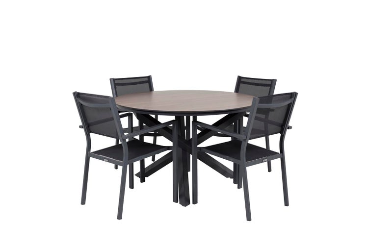 Llama Gartenset Tisch 120x120cm, 4 Stühle Copacabana, braun,schwarz. 120 X 75 X 120 cm