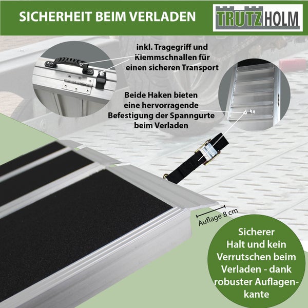 DREIBREIT by TRUTZHOLM Alu Auffahrrampe 215 cm 2-fach klappbar 1020 kg Alu beschichtet Verladerampe