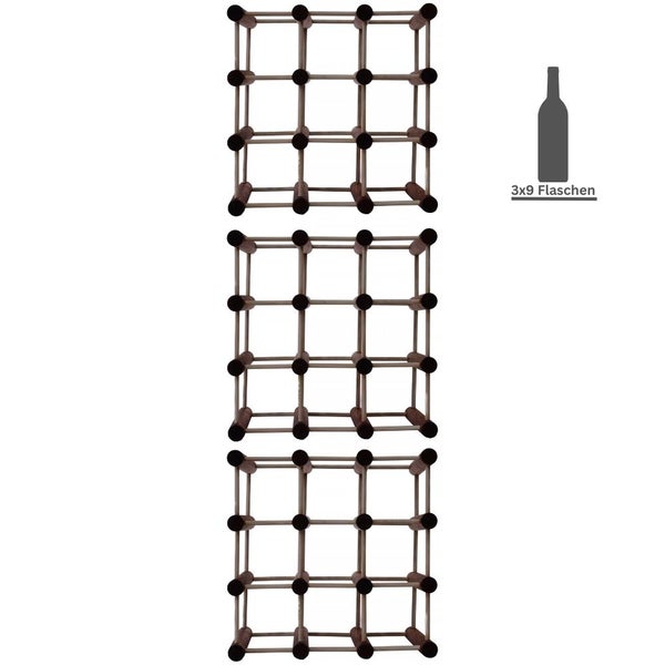 PROREGAL Modulares Weinregal Vinotega Mod HxBxT 36 x 36 x 24 cm 3 x  9 Flaschen Massives Kiefernholz Braun Geölt