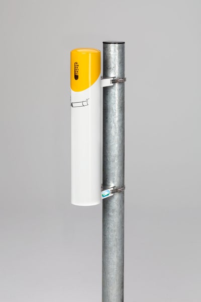 PROREGAL Robuster Wandascher 145 cm Rohrlänge Zum Einbetonieren 1,4 Liter HxBxT 51 x 10 x 17 cm Stahl Weiß
