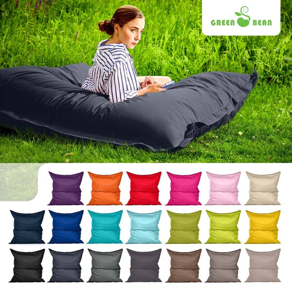 Green Bean Sitzsack XXL 140x180cm 380 Liter Kinder & Erwachsene Bean Bag EPS Perlen Füllung Riesensitzsack Groß Draußen Outdoor Liegekissen Waschbar Wetterfest Lounge Sitzkissen Bodenkissen Stahlgrau
