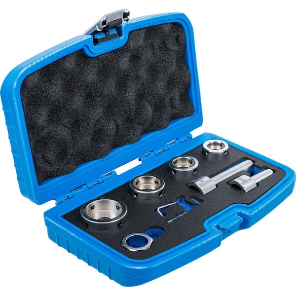 Werkzeugsatz für Silentlagerbuchsen in blauem Koffer