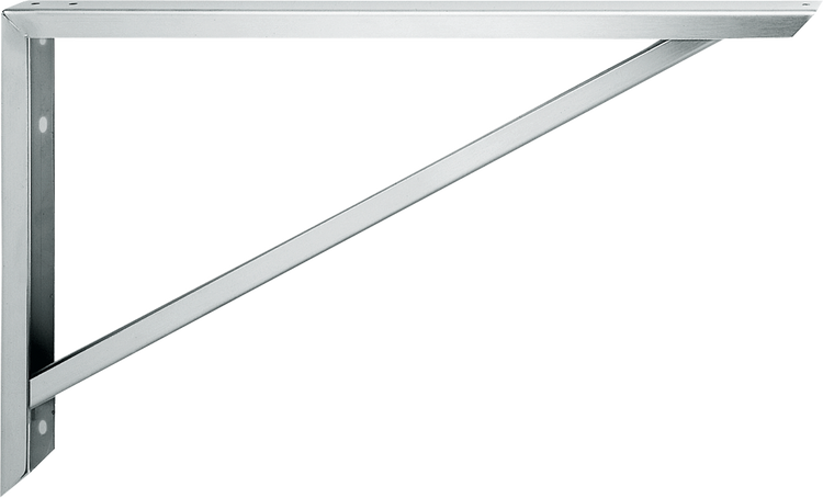 Schwerlastkonsole aus Metall mit Stützstrebe und vorgebohrten Löchern.