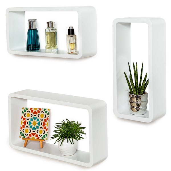 3er Set Wandregal tectake Leonie vielseitig verwendbar Retro-Stil weiß