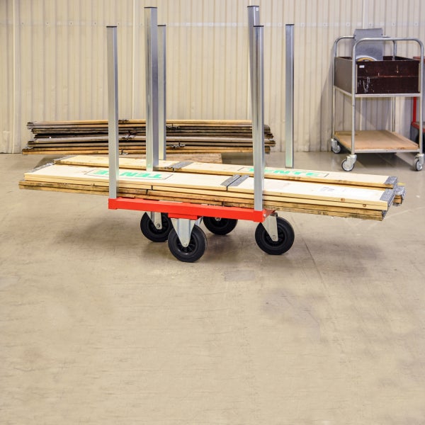 Kongamek Transportwagen 800x600x1215mm in rot mit 300kg Tragkraft ohne Bremse für Palettenwagen